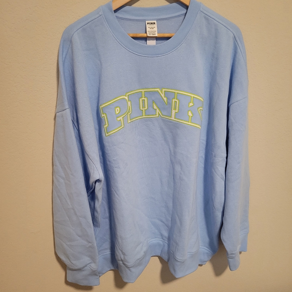 VICTORIAS SECRET PINK blue oversized crewneck size xxl